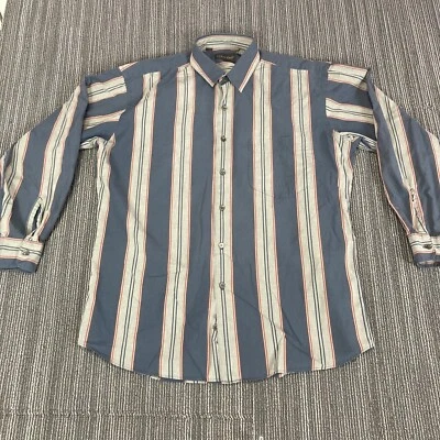 Camisa Calvin Klein Para Hombre Grande 16 Gris Beige Rayas Negocios Abotonada Manga Larga Foto 1 de 4