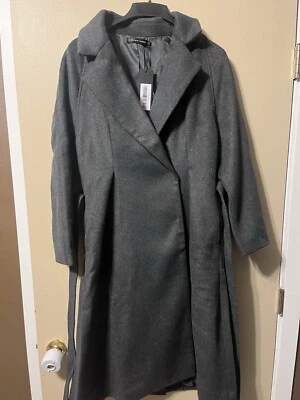 S Deer 女式冬季休闲翻领基本款 H 形长外套-深灰色-大号 — 第 1/4 张图片