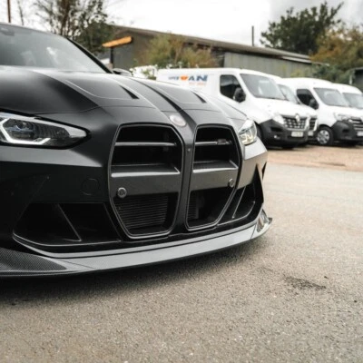 FITS FOR 2021-2025 BMW M3 G80 M4 G82 G83 REAL CARBON FIBER NOSE GRILLE V STYLE - Image 1 of 4