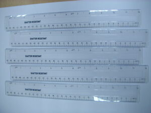 10 NEW 12" INCH / 30CM CLEAR GOOD QUALITY SHATTER RESISTANT RULER
