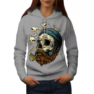 Wellcoda Head Face Beard Skull Damen Hoodie - Bild 1 von 14