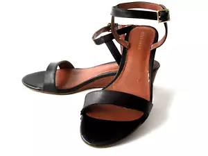 COLE HAAN Mujer Sandalias Cuña Correa Tobillo Cuero Negro 6B - Imagen 1 de 12