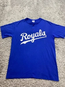 Vtg Kansas City Royals Jersey Womens XL Majestic MLB Baseball #77 Henley Shirt - Picture 1 of 11