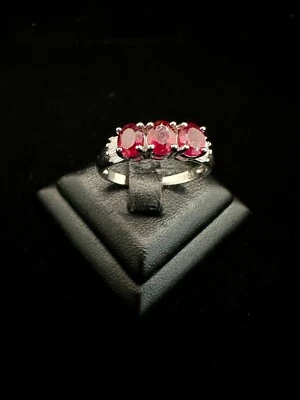Ruby from Thailand  5x4 mm  decorate  Cz diamond  925 Ring Starling silver - Image 1 of 4