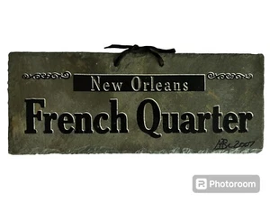 New Orleans French Quarter Hand Crafted ANTIQUE Cut Slate Roofing Material Sign - Picture 1 of 3