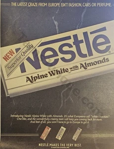 Barra de caramelo Nestlé Alpine White Almends 1985 ¡Anuncio impreso vintage decoración de pared! (4441) - Imagen 1 de 1