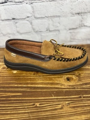 LB Evans Hombres Casa Zapatilla Mocasín Zapatos Talla 8 EEE Ancho Marrón Foto 1 de 4