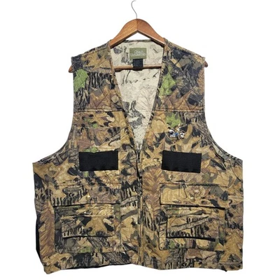 VTG Quail Unlimited Mossy Oak XL Embroidered Camo Hunting Vest Fishing Outdoors - Image 1 of 4