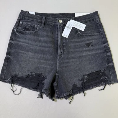 Pantalones Cortos Denim American Eagle Para Mujer Talla 10 Negros Tiro Más Alto Años 90 Novio Nuevos con Etiquetas Foto 1 de 4