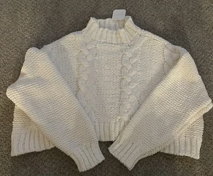Altar’d State Crop Chunky Knit Seater Size XS Women’s Off White Long Sleeve NWT - Picture 1 of 6