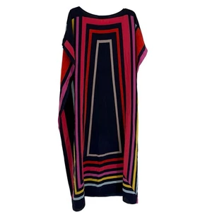 Trina Turk dunkelblau rosa Kimonoärmel Seide Kaftan Stil Kleid Größe XL Damen - Bild 1 von 9