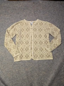 Vintage Talbot's Tan Floral Pattern Button Front Cardigan Old Money Grandma - Picture 1 of 7