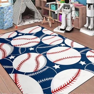 Kids Baseball Mat - Baseball Rug for Boys Kids Room Sports Carpet Rug for Boys  - Image 1 of 4