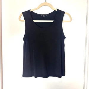 Camiseta sin mangas Eileen Fisher Petite negra de seda con cuello redondo talla P pequeña - Imagen 1 de 6