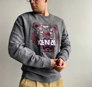 KENZO Paris Men’s Tiger Logo Sweatshirt Gray Size XXL - Picture 1 of 13