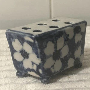Small Antique Vintage Delft Ware Ceramic Flower Brick - Picture 1 of 16