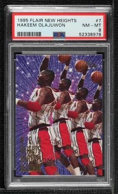1995-96 Flair New Heights Hakeem Olajuwon #7 PSA 8 HOF - Image 1 of 2