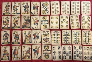 Antique JASS Swiss Playing Cards Deck 36 Muller & Cie Schaffhausen Hasle - Picture 1 of 24