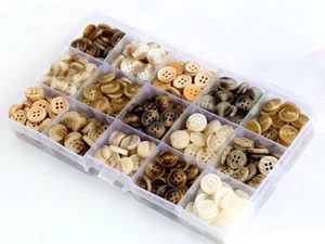450 PCS 11.5mm 15 Colors Small Round Resin Buttons, 4 Hole Flatback, Box Set - Picture 1 of 4