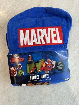 Toalla con capucha Marvel 100 % algodón 22 pulgadas X 51 pulgadas Azul Foto 1 de 3