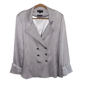 Chaqueta Blazer Spiegel 14 Gris Texturizada Doble Pecho Forrada Manga Larga - Imagen 1 de 8