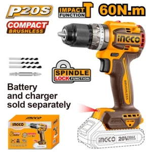 TRAPANO AVVITATORE A PERCUSSIONE 60Nm NUDO BRUSHLESS 20V A BATTERIA - INGCO CIDL - Foto 1 di 1