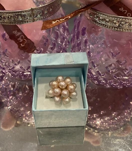 Anillo de perlas de agua dulce flor gota de agua - Imagen 1 de 5