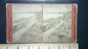 Hamilton Ontario Desjardins Canal Bridge vista stereo James Esson c1870s Y16547 - Foto 1 di 2