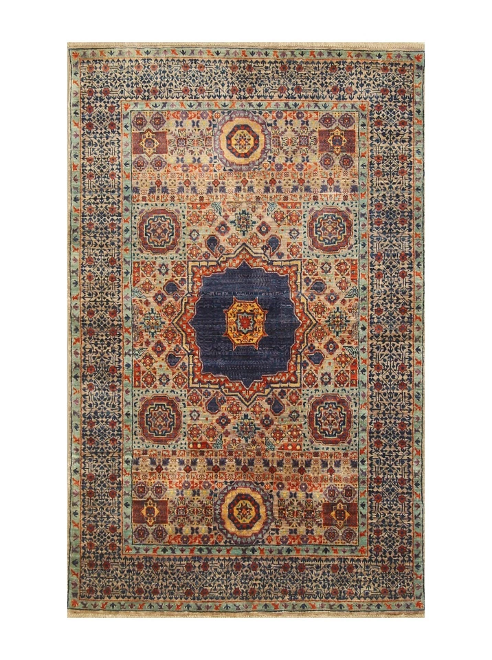 3 x 5 ft Gray Mamluk Afghan Hand Knotted Wool Medallion Area Rug - Image 1 of 4