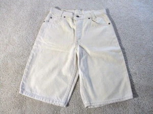 NWT Vintage 90s Student Levis 550 Relaxed Jean Shorts Boys 28 Cream Orange Tab - Picture 1 of 15