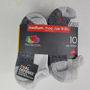 Boys No-Shows Socks White Fruit of the Loom 10 Pair Medium US Shoe Size 9-2 1/2 - Picture 1 of 4