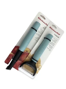 New KitchenAid Mineral Blue Soft Silicone Euro Peelers Set of 2 HMIA - Picture 1 of 1