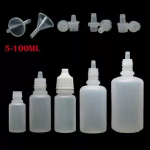 5-100ml Plastic Dropper Bottles Eye Liquid Oil Refillable Squeezable Containers - Picture 1 of 16