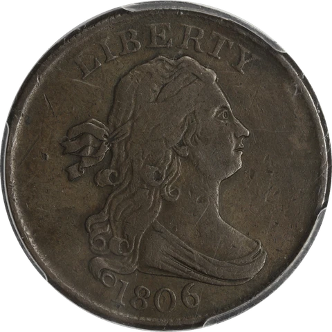 1806 Draped Bust Half Cent 1/2c, PCGS VF Detail - Small 6, No Stems Cover