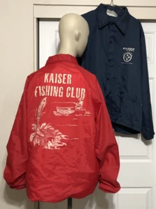 2 SCARCE KAISER STEEL WINDBREAKER JACKETS FISHING CLUB & STEEL/ TIN DIVISION 60s - Picture 1 of 17