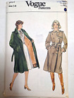Coat Trench Long Duster 14 Double Breasted Vogue 8121 Sewing Pattern VTG Belted