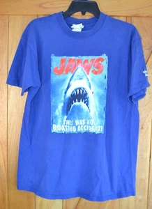 Vintage Universal Studios Jaws T Shirt Men's Size L Blue RARE! - Picture 1 of 5