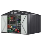 8'x10' Outdoor Storage Shed Metal Garden Tool Shed with Lockable Doors