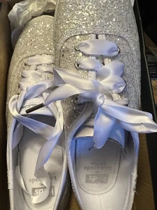 Kate Spade Silver Glitter Keds Wedding Slip Ons Size 7 - Picture 1 of 9