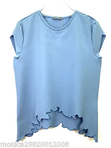 Zara Haut Blouse À Ourlet Asymétrique Bleu Taille M Neuf - Imagen 1 de 7