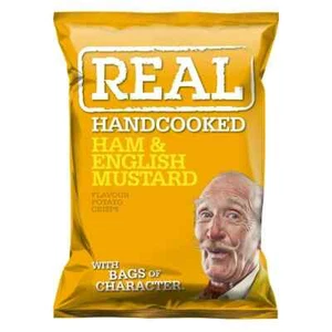 Real Handcooked Crisps Ham and English Mustard Flavour 24 X 35g Full Fresh Box - Picture 1 of 6