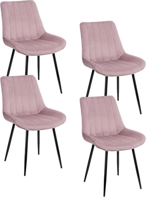 Set Di 4 Sedie Moderne Con Rivestimento in Velluto E Gambe in Acciaio Nero, Polt - Immagine 1 di 4