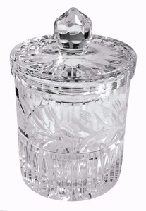 Vintage Crystal Biscuit Jar / Barrel - Hand Cut Beautiful Marque & Leaf Design - Picture 1 of 6