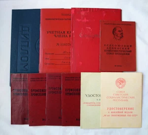 Soviet civil Documents Lot 10x USSR communist certificate ID Trade union ticket - Picture 1 of 11