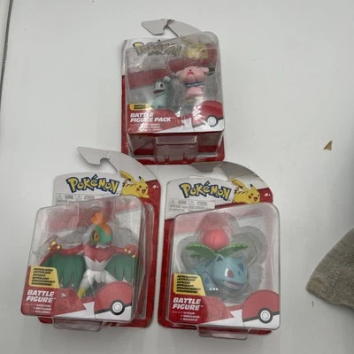 Lote de 3 paquetes oficiales de figuras de batalla POKEMON Ivysaur Snubbull Machop Hawlucha Foto 1 de 4