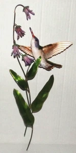 Bovano of Cheshire Enamel on Copper Hummingbird Flowers Wall Hanging Art - Picture 1 of 11