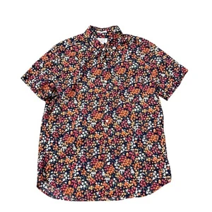 J. Crew Liberty Stoff Herren Baumwolle Popeline Blumen Affäre Hemd Größe Large - Bild 1 von 6