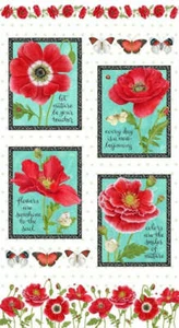 Poppy Perfection 24" panel by Henry Glass, 1195P-8,   Sold by the panel - Picture 1 of 1