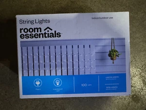New Room Essentials String Lights White Wire Bulbs 100 Lights Indoor Outdoor - Picture 1 of 1