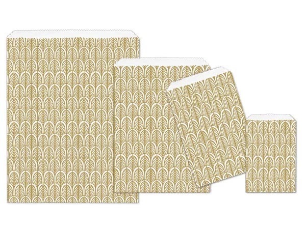 Bolsa de mercancía de papel plano con estampado de diseño NOUVEAU GOLD elige el tamaño y la cantidad del paquete Foto 1 de 1